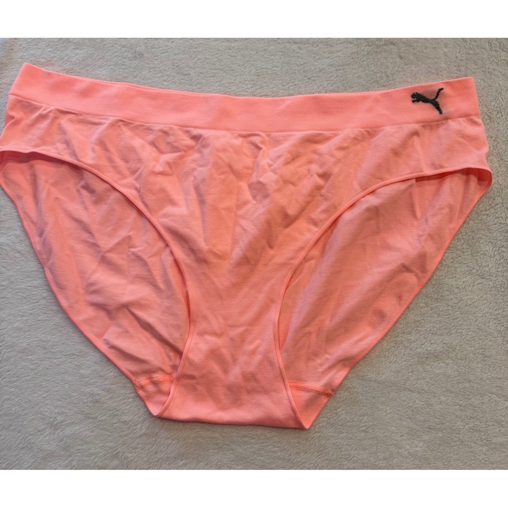 OPEN BOX Puma Womens Seamless Bikini Panties 2 Pack Neon‎ Peach Black Size 3X 3G